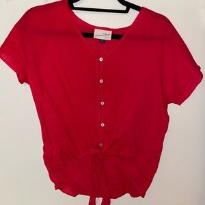 Front tie red top